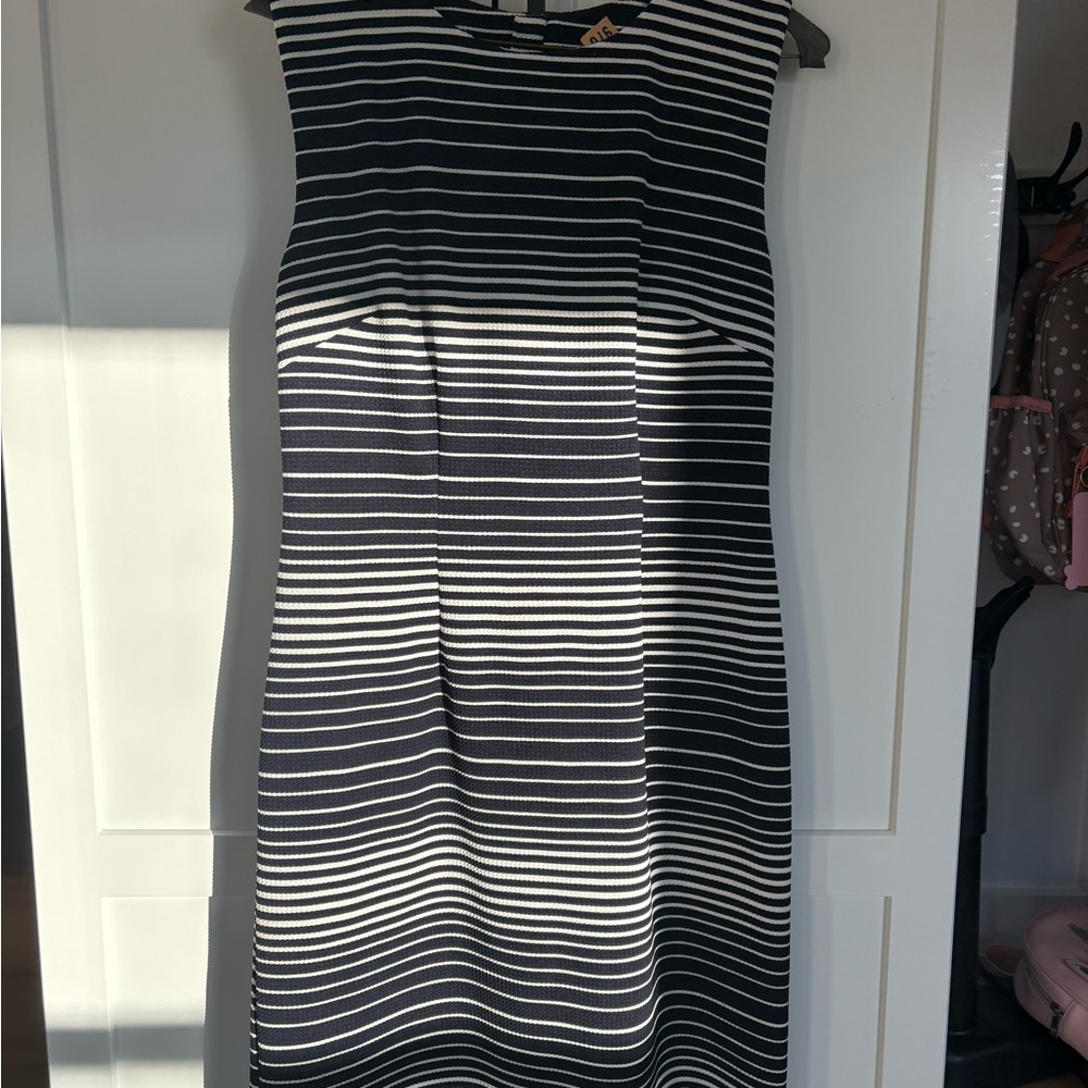 Margaret M Black and White Striped Dress